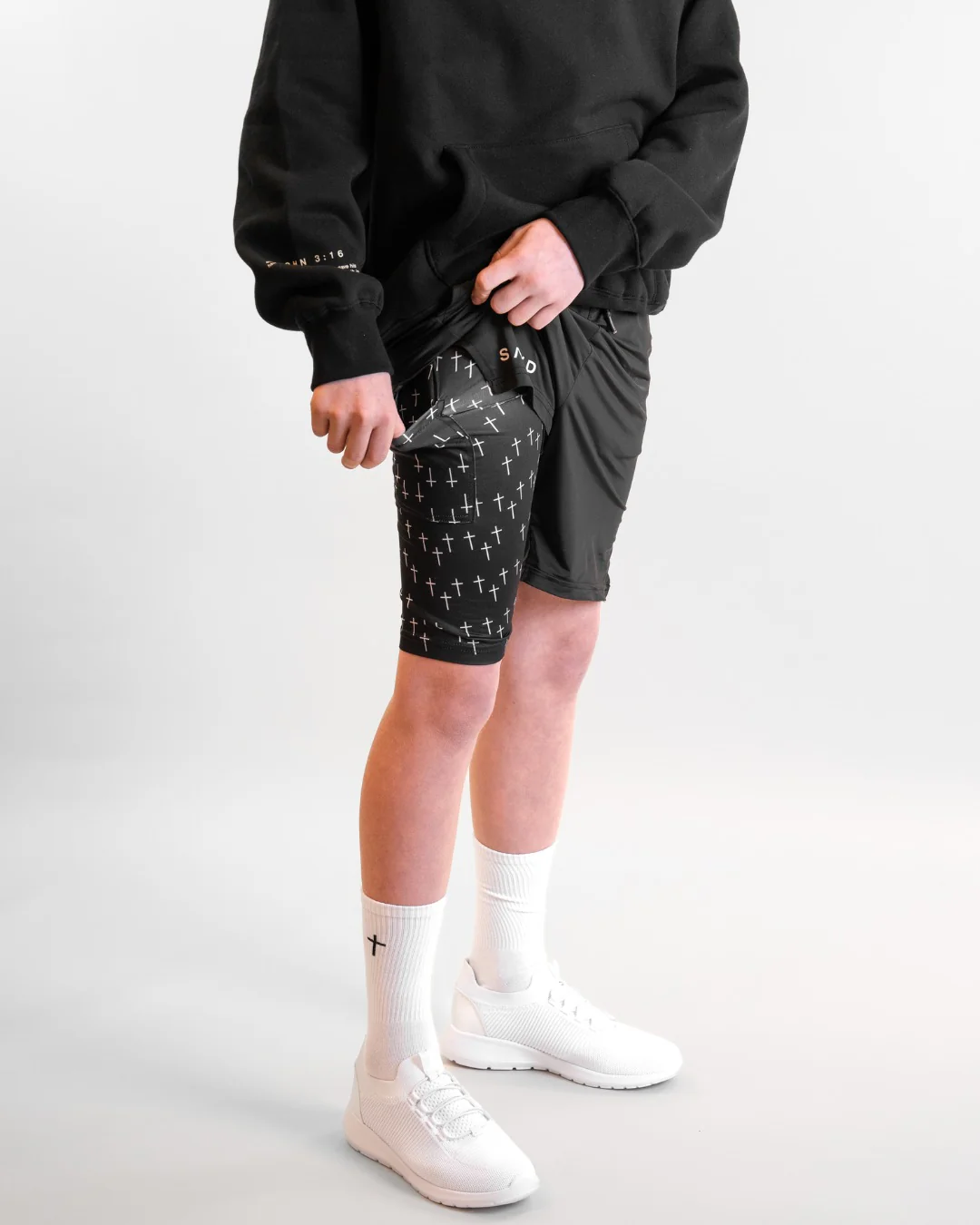 'Cross Pattern' Youth Performance Shorts - Image 6