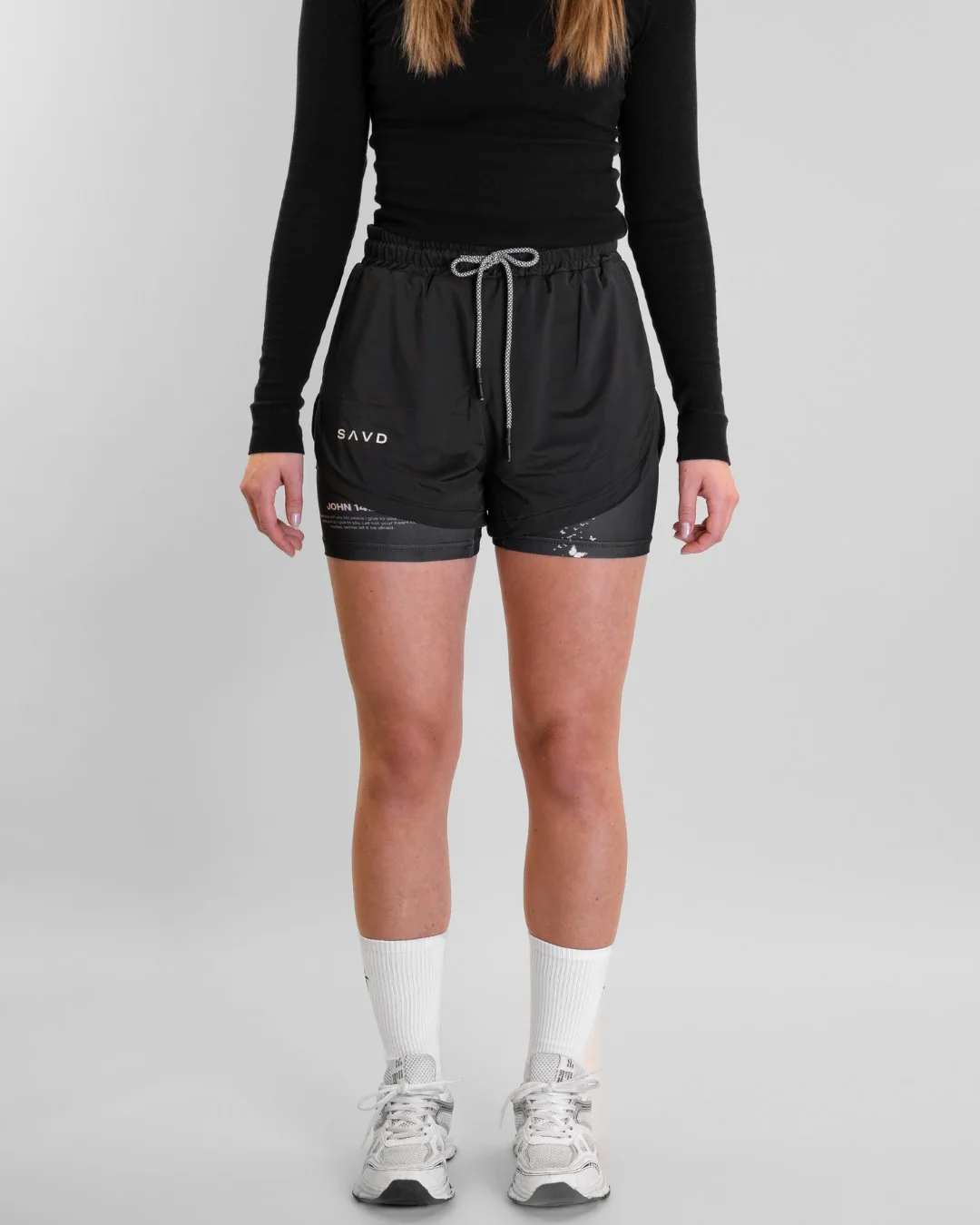 John 14:27 'Butterfly Cross' Women's Performance Shorts - Image 5