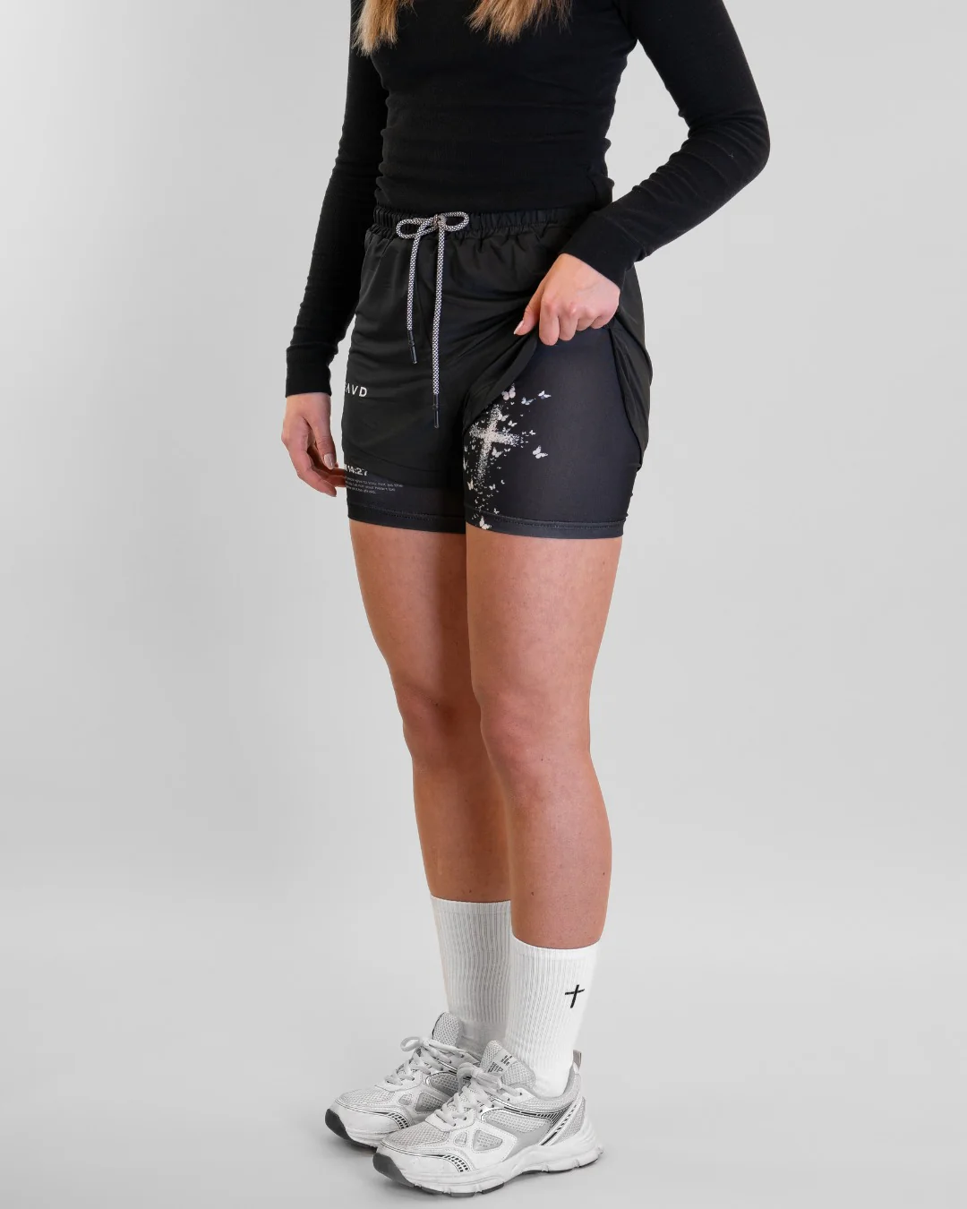 John 14:27 'Butterfly Cross' Women's Performance Shorts - Image 7