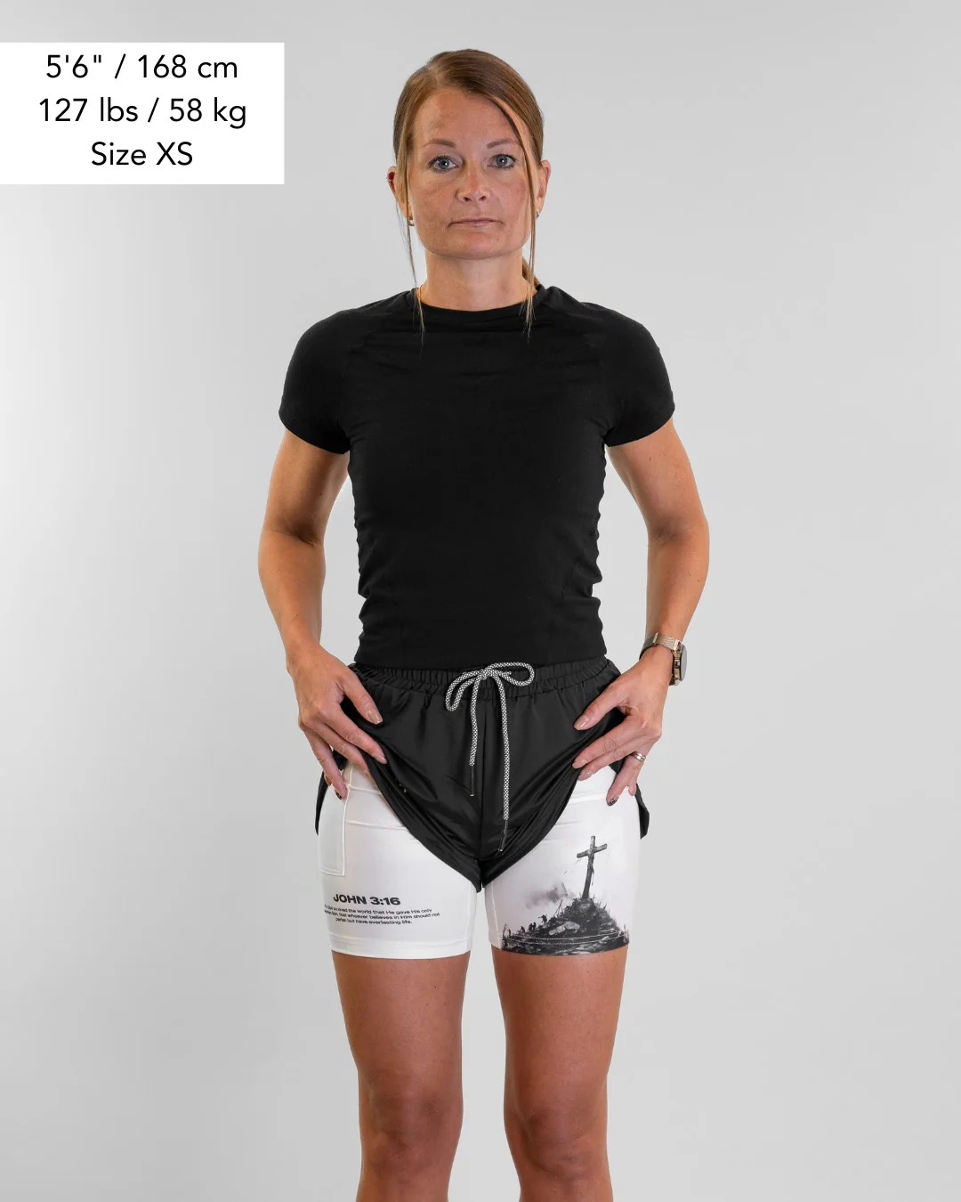 John 3:16 'The Cross' Women's Performance Shorts - Image 4